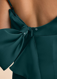 Azazie Lioren Junior Etui Schleifen Stretch-Satin Kleid Kiefer image6