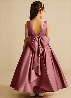 Azazie Cailee Flower Girl Dresses Amethyst Ball-Gown Pleated Matte Satin Dress image1