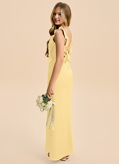 Azazie Jessamine Junior Butter A-Line Ruched Stretch Satin Dress image5