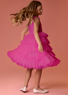 Barbie ♥ Azazie Vendita Finale Abito A-Line in Tulle Cinturino Spaghetti Fucsia image3