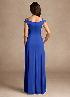 Azazie Ewa Mother of the Bride Dresses Royal Blue A-Line Off the Shoulder Mesh Dress image8