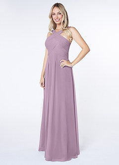 Azazie Kaleigh Robes de demoiselle d'honneur Robe Trapèze en Mousseline de soie Plissée Glycine image3