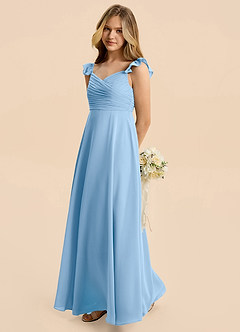 Azazie Dory Junior Powder Blue A-Line Ruched Chiffon Dress image5