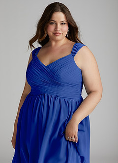 Azazie Angie Brautjungfernkleider A-Linie Korsett Chiffon Kleid Königsblau image16