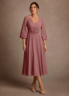 Azazie Ana Mother of the Bride Dresses Desert Rose A-Line Lace Chiffon Dress image1