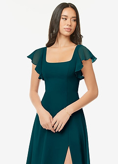 Azazie Bondi Bridesmaid Dresses Pine A-Line Ruffled Chiffon Dress image6