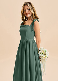 Azazie Delia Junior Abito A-Line in Chiffon Fiocco Muschio Marino image7