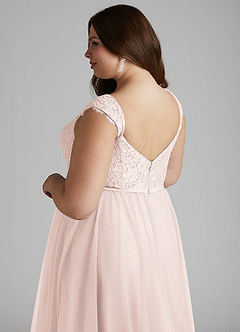 Azazie Luxi Bridesmaid Dresses Rose Petal A-Line Pleated Tulle Dress image11