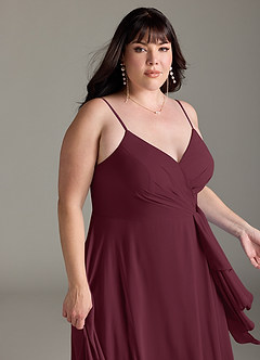 Azazie Akita Abiti da Damigella Abito A-Line in Chiffon Cabernet image10