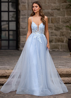 Finesse Blue A-line Prom Dress image4
