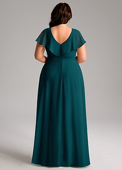 Azazie Lainey Bridesmaid Dresses Pine A-Line with Pockets Chiffon Dress image9