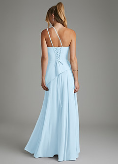 Azazie Holly Bridesmaid Dresses Sky Blue A-Line Corset Chiffon Dress image2