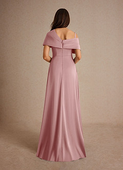 Azazie Milton Mother of the Bride Dresses Dusty Rose A-Line Pleated Stretch Satin Dress image4