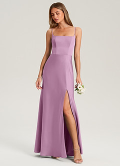 Azazie Lidia Brautjungfernkleider Meerjungfrau-Linie Seitliche Cut-Outs Stretch-Satin Kleid Blauregen image1