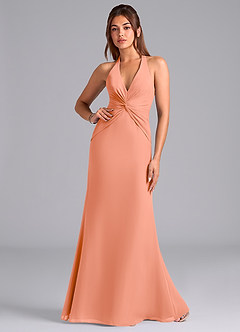 Azazie Valerie Vestidos de damas de honor Vestido de Atardecer de Gasa de Corte Sirena con Plisado image1