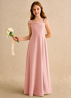 Azazie Puppy Junior Formal Flower Girl Dresses Rosette A-Line Pleated Chiffon Dress image4