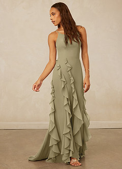 Christian Siriano Bridal for Azazie 1006 Bridesmaid Dresses Moss Green Mermaid Ruched Chiffon Dress image4