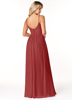 Azazie Rayna Bridesmaid Dresses Rust A-Line V-Neck Pleated Chiffon Dress image2