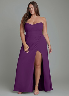 Azazie Johana Bridesmaid Dresses Grape Mermaid Off the Shoulder Chiffon Convertible Dress image16