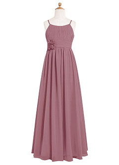 Azazie Astrid Junior Vintage Mauve A-Line Floral Chiffon Dress image7