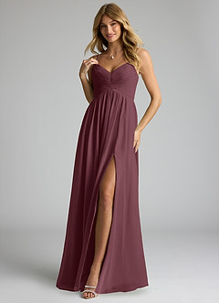 Azazie Alia Bridesmaid Dresses Sangria A-Line Pleated Chiffon Dress image3