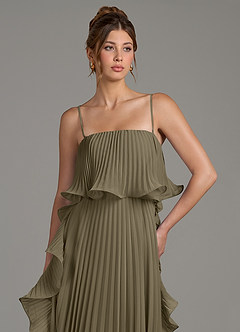 Azazie Alexia Bridesmaid Dresses Willow Green A-Line Ruched Chiffon Dress image2