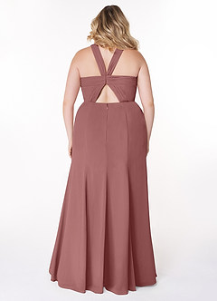Azazie Rue Bridesmaid Dresses Desert Rose A-Line Halter Chiffon Dress image8