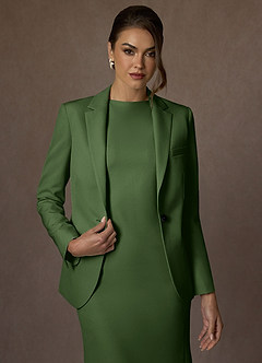 front Kennedy Olijf Set van gestructureerd stretchjack en kostuum