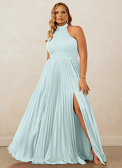 Christian Siriano Bridal for Azazie 1007 Bridesmaid Dresses Sea Glass A-Line Pleated Stretch Satin Dress image8