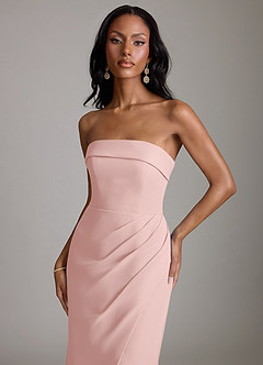 Azazie Aretha Final Sale Dusty Blue A-Line Strapless Chiffon Dress image7