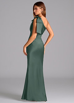 Azazie Yuanna Bridesmaid Dresses Sea Moss Mermaid One Shoulder Stretch Satin Dress image6