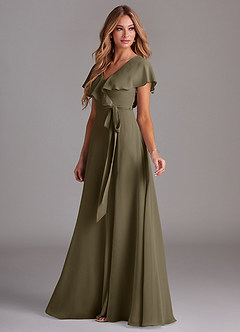 Azazie Lainey Bridesmaid Dresses Willow Green A-Line with Pockets Chiffon Dress image5