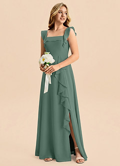 Azazie Nori Junior A-Linie Gestreift Chiffon Kleid Seemoos image4