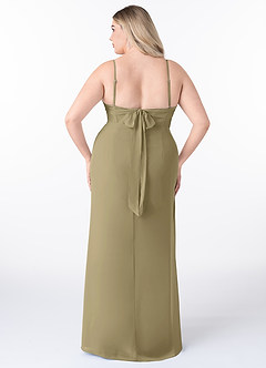 Azazie Mai Bridesmaid Dresses Moss Green Sheath Pleated Chiffon Dress image8