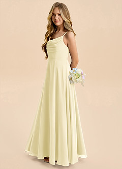 Azazie Gia Junior Lemon Sorbet A-Line Pleated Chiffon Dress image1