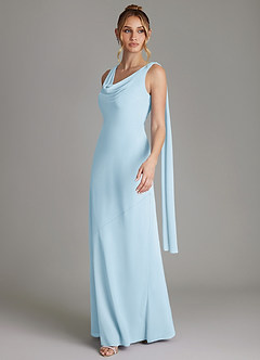 Azazie Essence Bridesmaid Dresses Sky Blue Sheath Chiffon Dress image4