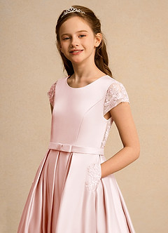 Azazie Bunny Girl vestidos de niña de las flores Vestido de Rosa Rubor de Encaje de Princesa image4