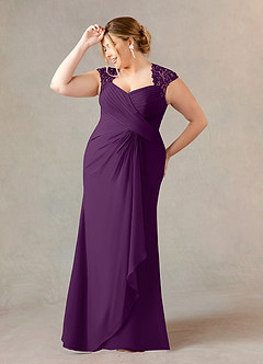 Azazie Birdie Mother of the Bride Dresses Grape A-Line Queen Anne Sequins Chiffon Dress image9