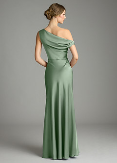 Azazie Emerson Bridesmaid Dresses Matcha Mermaid Off the Shoulder Stretch Satin Dress image3