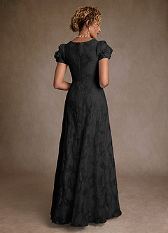 Azazie Hermina Kleider für die Brautmutter A-Linie Plissee Blumen-Jacquard Kleid Schwarzer Jacquard image2