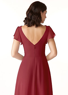 Azazie Omari Bridesmaid Dresses Pomegranate A-Line Chiffon Dress image6