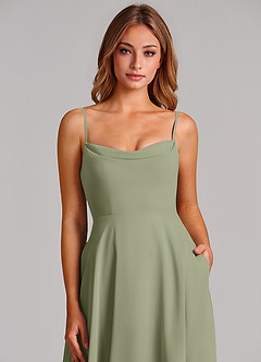 Azazie Elle Bridesmaid Dresses Pistachio A-Line Pleated Chiffon Dress image6