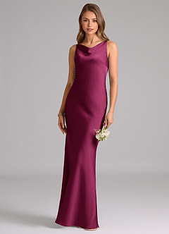 Azazie Allettie Bridesmaid Dresses Red Plum Mermaid Stretch Satin Dress image1