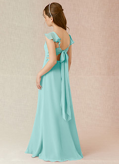 Azazie Everett Junior Vestido de Aqua de Gasa de Corte En A image4