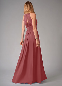 Azazie Bonnie Robes de demoiselle d'honneur Robe Trapèze en Satin extensible Plissée Antique Rose image2