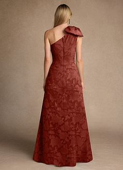 Azazie Easton Kleider für die Brautmutter Ballkleid One-Shoulder Blumen-Burnout Kleid Terrakotta image2