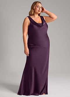 Azazie Rylina Bridesmaid Dresses Plum Mermaid Stretch Satin Dress image10