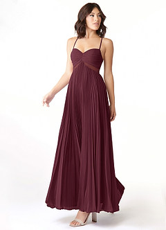 Azazie Devyn Bridesmaid Dresses Cabernet A-Line Corset Chiffon Dress image3