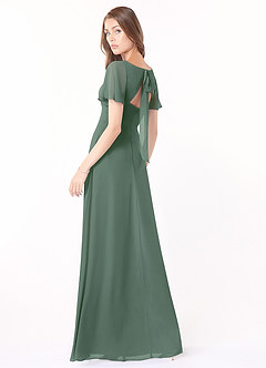 Azazie Kimber Bridesmaid Dresses Eucalyptus A-Line Flounce Sleeve Chiffon Dress image4