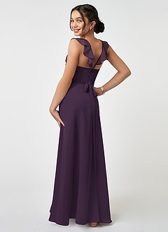 Azazie Emily Junior Plum A-Line Ruched Chiffon Dress image4